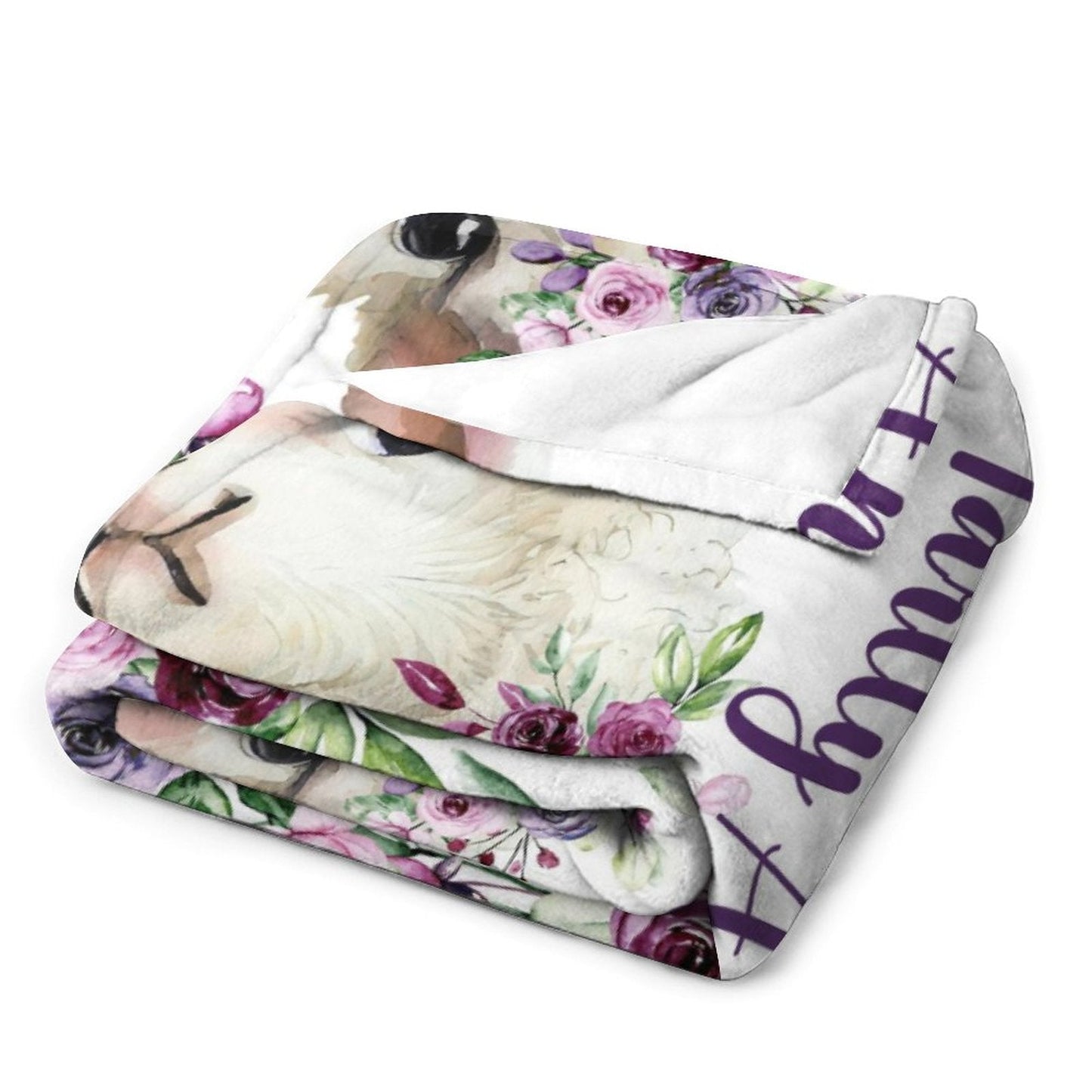 ️Personalized Name Baby Lamb Floral Kids Baby Blanket