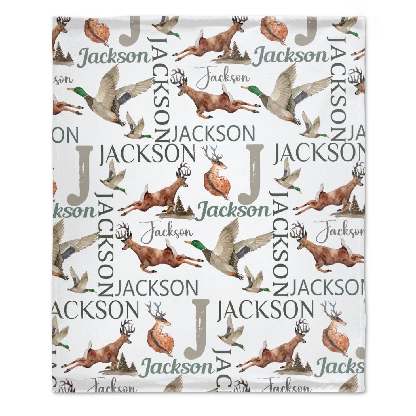️Personalized Baby Blanket, Hunting Blanket,Deer, Mallard Duck Woodland Baby Name, Country Theme Baby Blanket