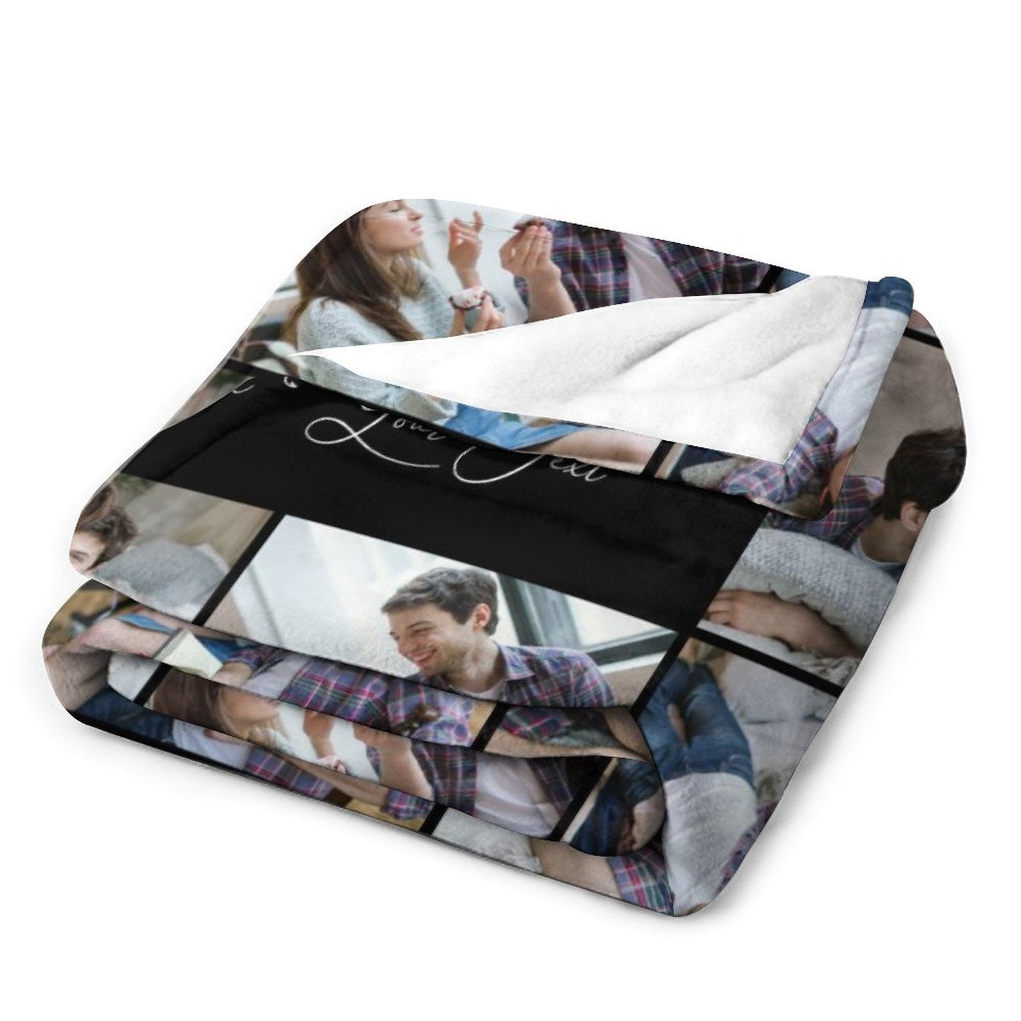 ️Personalized Photo Text Custom Blanket - For Couple Family Parents