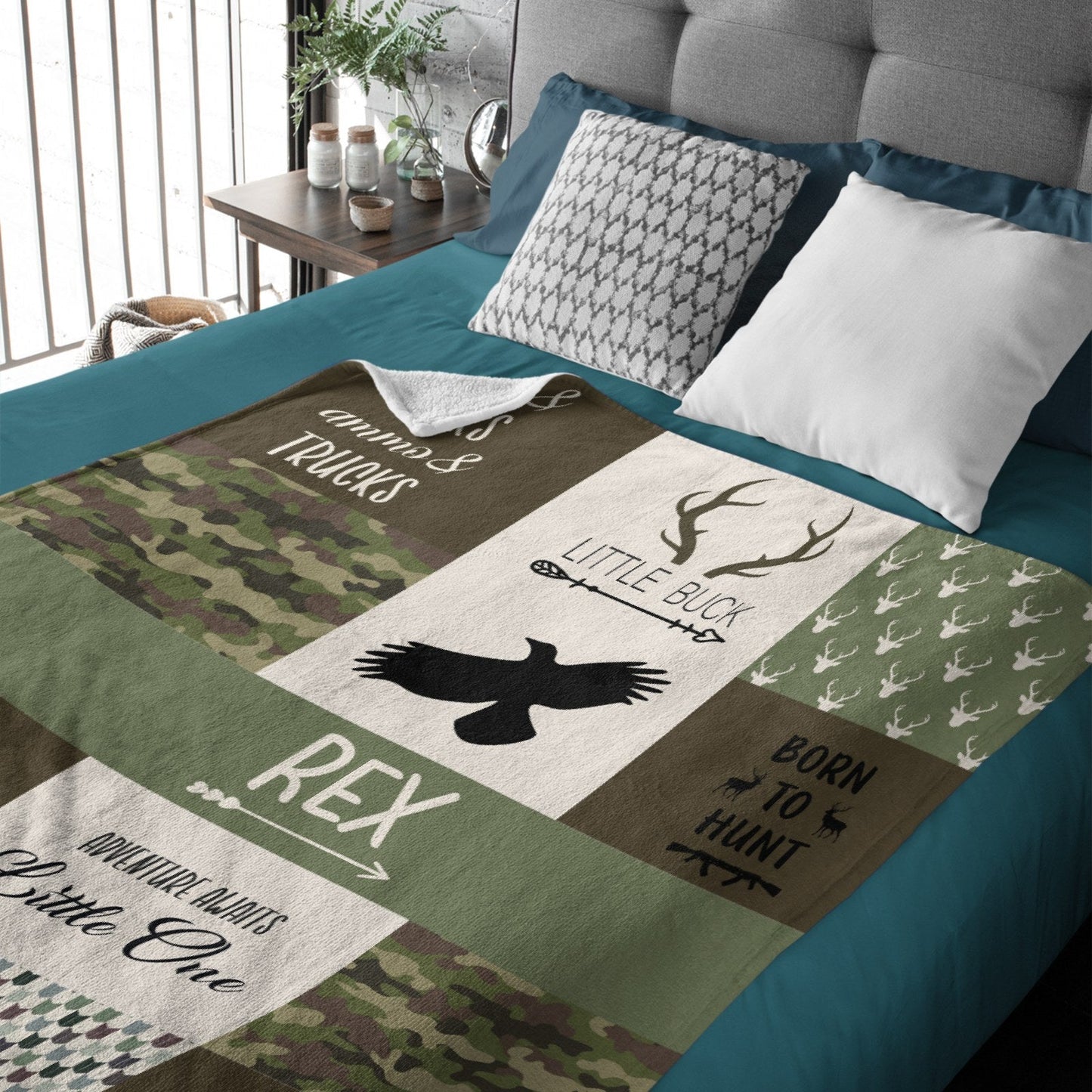 ️Personalized Hunting Theme Blanket - Baby Boys Blanket Newborn Baby Gift