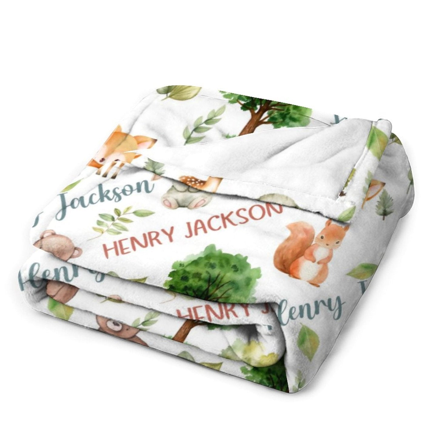 ️Personalized Forest Animals Theme Baby Name Blanket