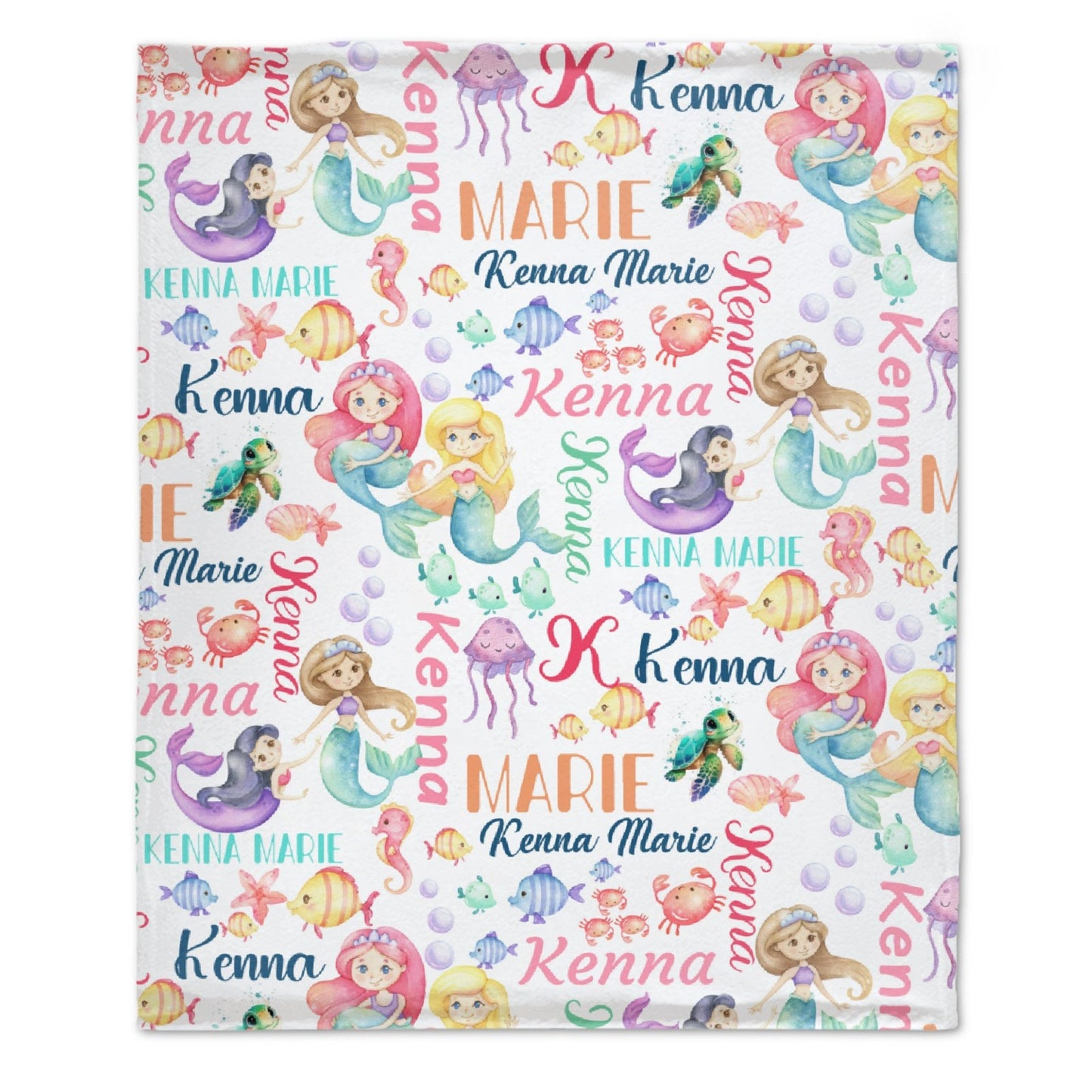 ️Personalized Mermaid Name Pattern Baby Blanket