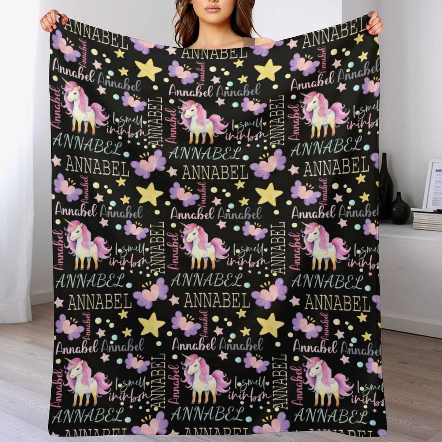 ️Custom Name Magical Unicorn Baby Blanket