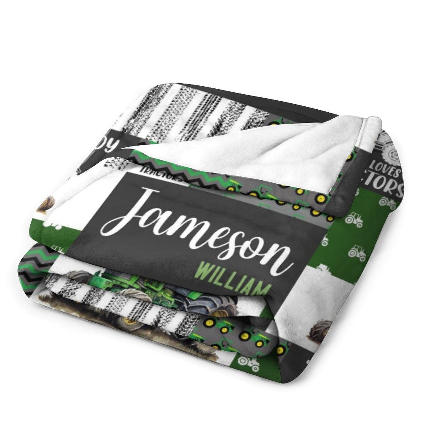 ️Custom Baby Name Blanket - Truck Tractors Blanket, Gift Blanket For Boys - Blanket For Christmas