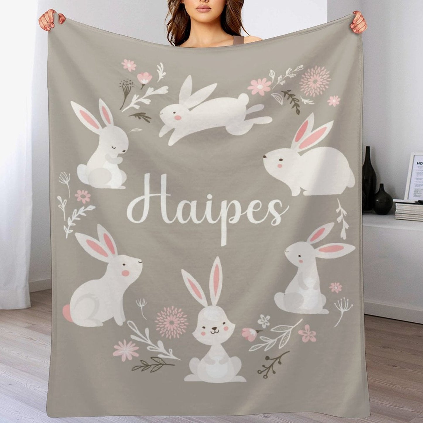 ️Personalized Baby Girl Bunny Rabbit Name Blanket