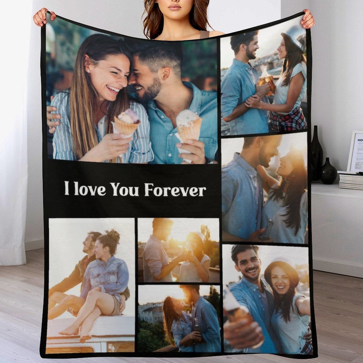 ️Personalized Photo Text Custom Blanket - For Family Parents Couple