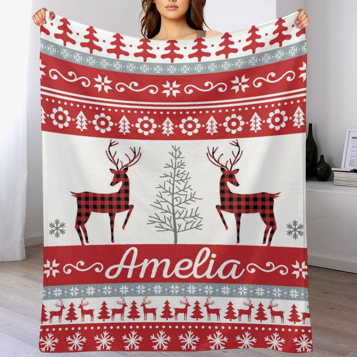 ️Personalized Christmas Throw Sherpa Blanket
