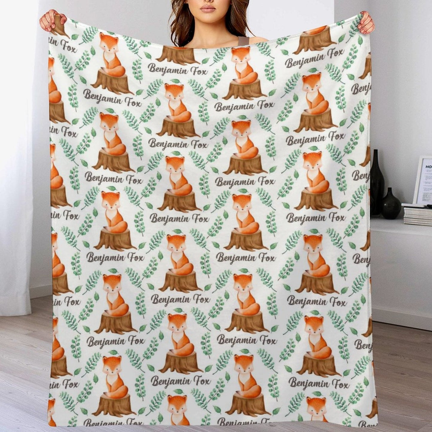 ️Personalized Name Fox Baby Blanket