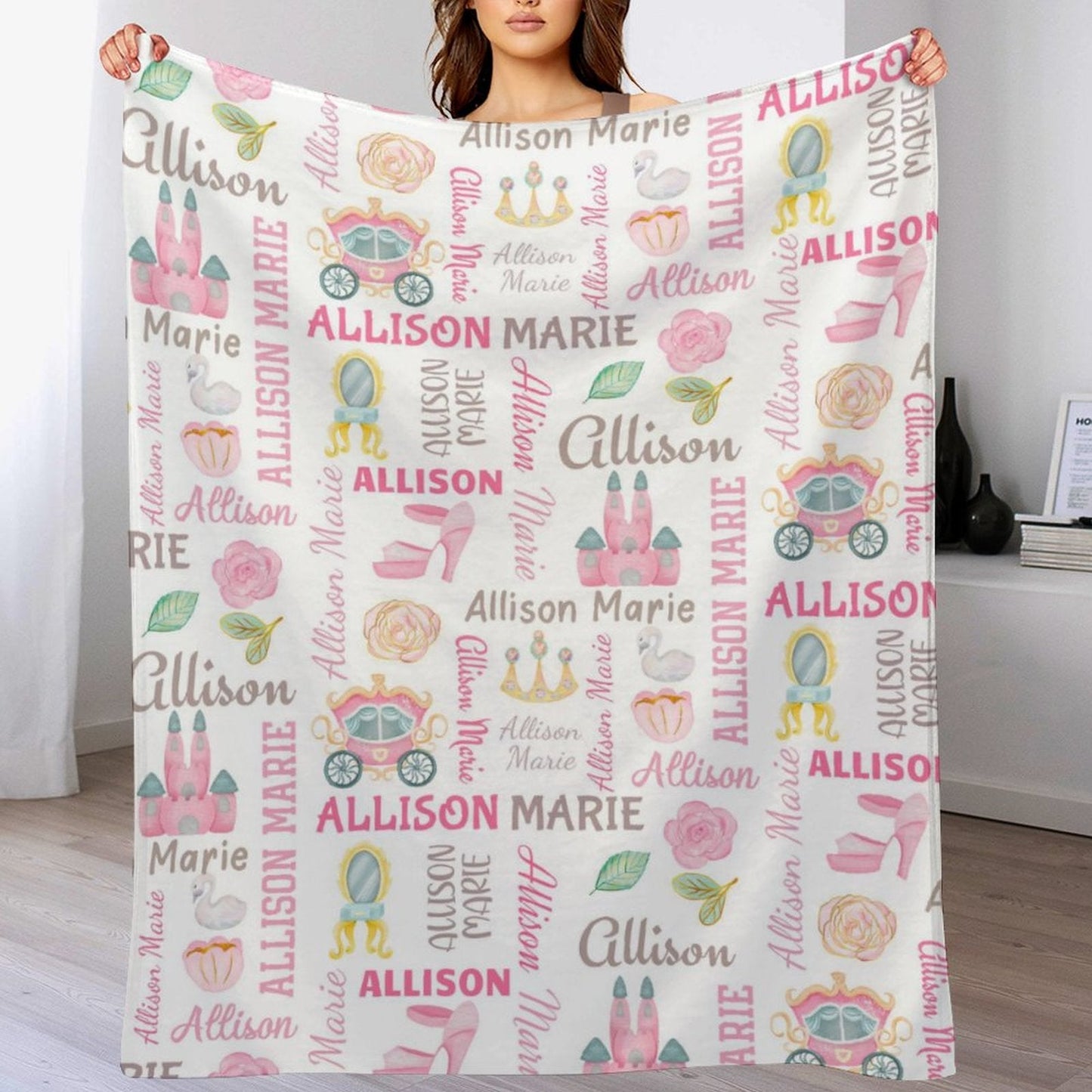️Fairy-Tale Princess Castle Custom name baby blanket