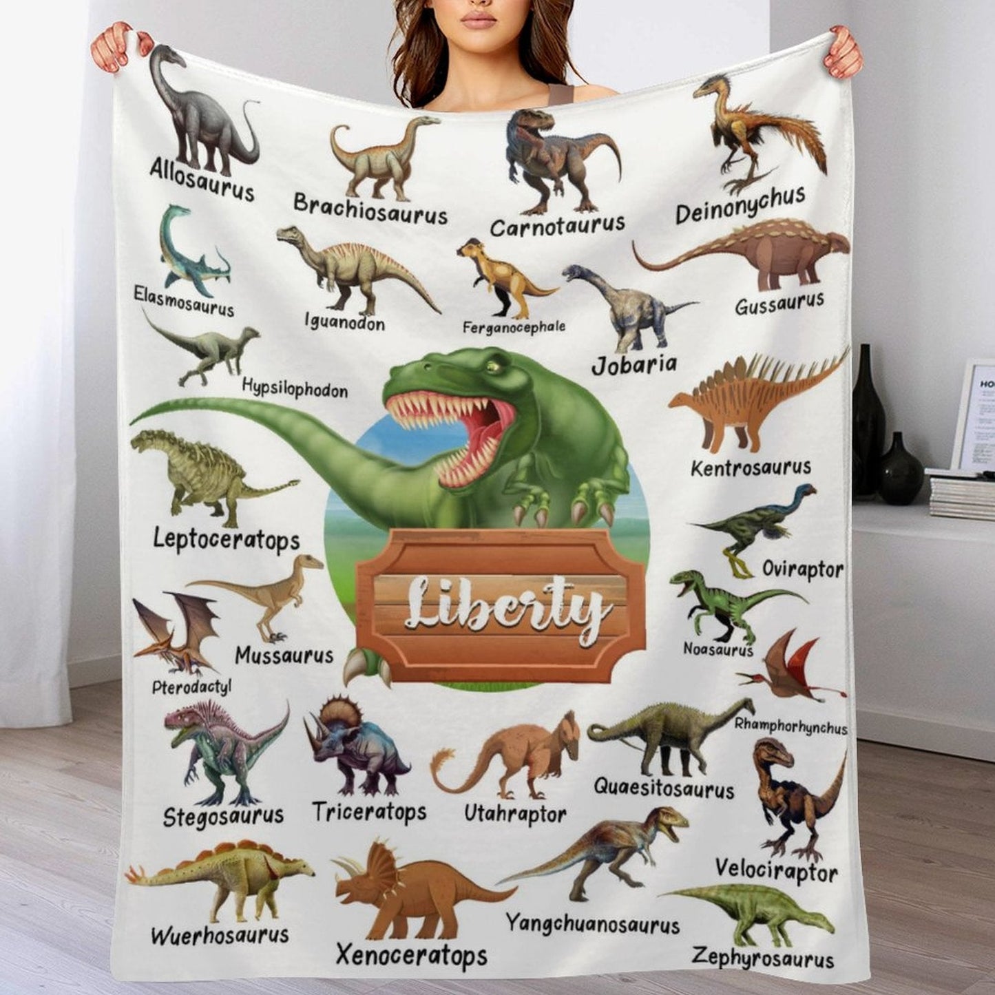 ️Personalized Custom Name Blankets - Dinosaur World