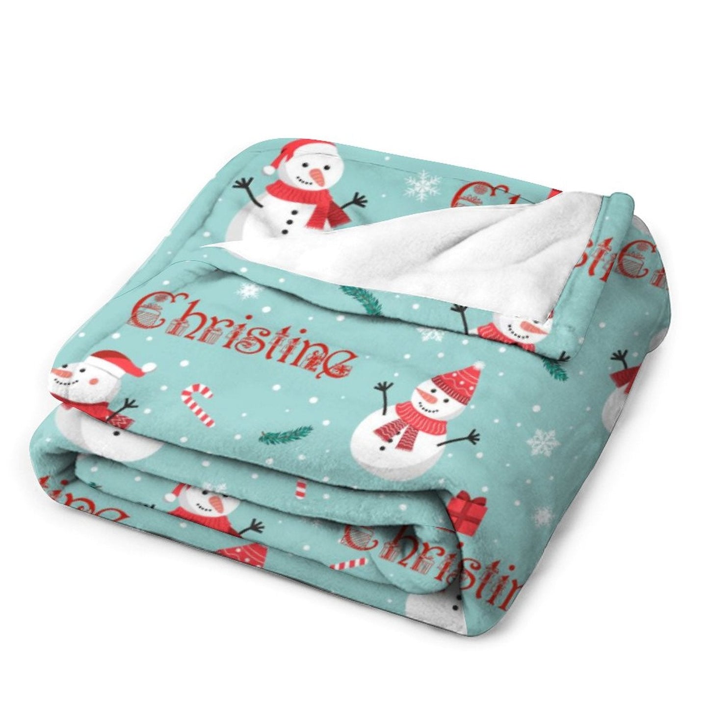 ️Christmas Snowman Personalized Name Blanket Christmas Gift