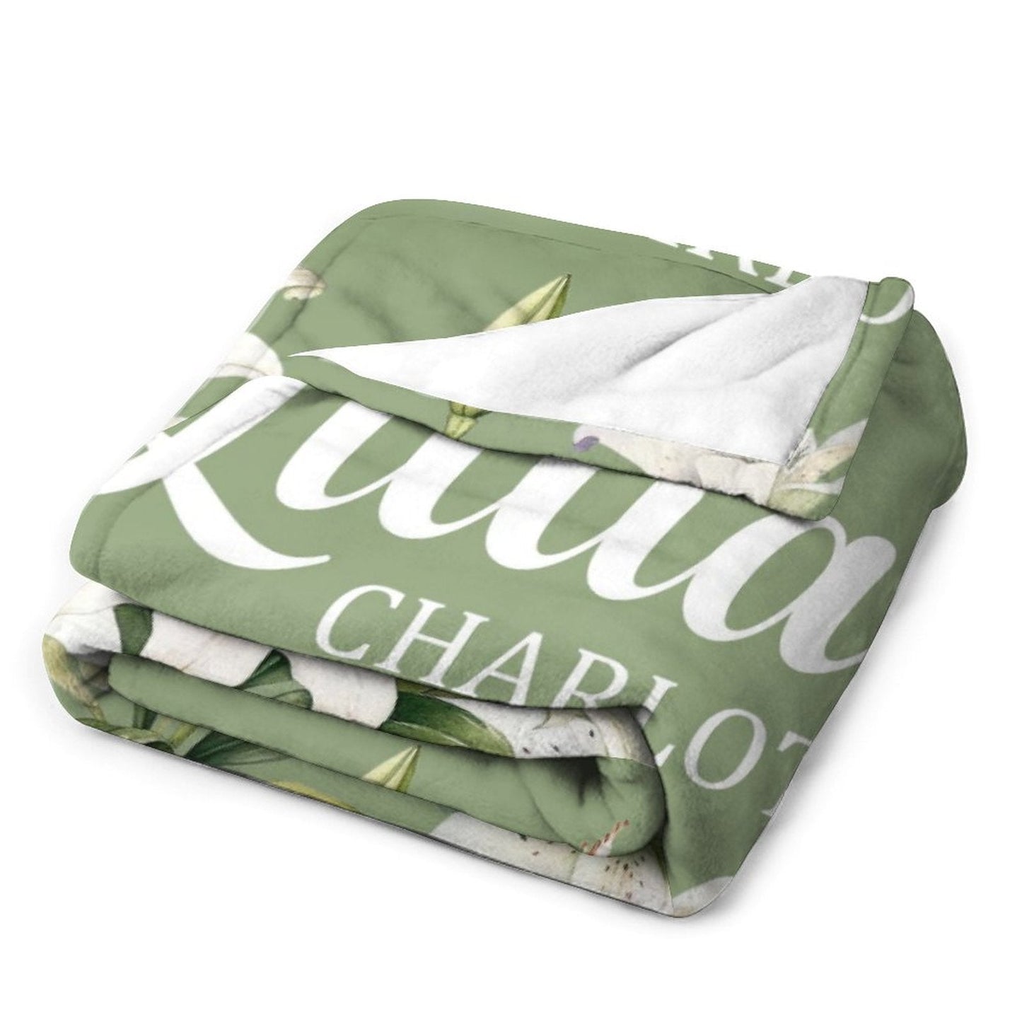 ️White Lily Floral Personalized Baby Blanket