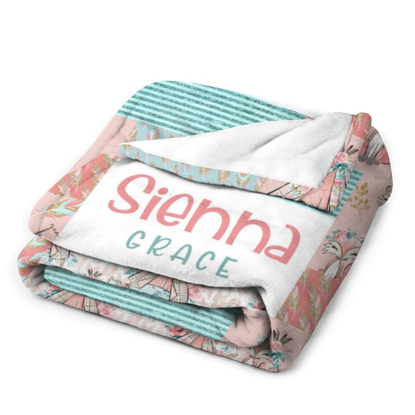 ️Personalized Flower Crown Fox Girls Boho Baby Blanket