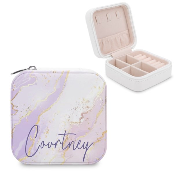 Personalized Gradient Style Print and Glitter Jewelry Box - Gift for Her - Yulaki