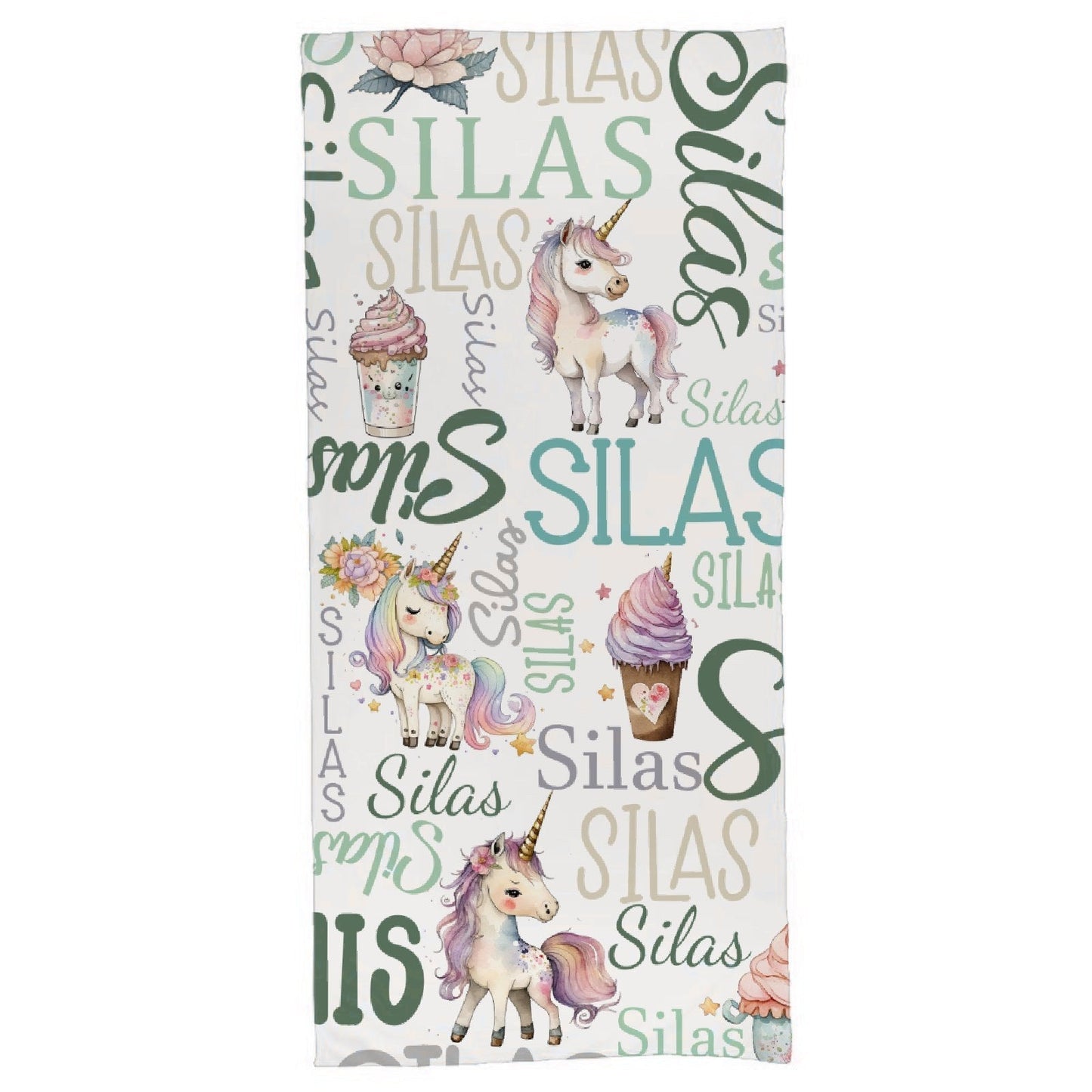 Personalized Name Custom Unicorn Baby Beach Towel - Gifts For Daughter Granddaughter - Birthday Gifts - Yulaki