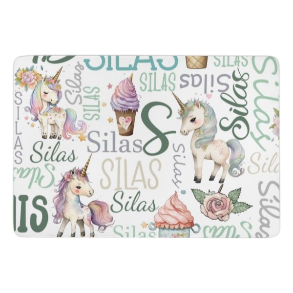 Personalized Name Custom Unicorn Decorative Mat - Yulaki