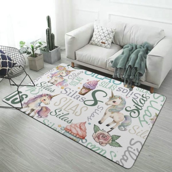 Personalized Name Custom Unicorn Decorative Mat - Yulaki