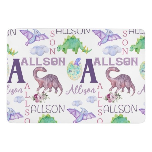 Personalized Name Dinosaur Decorative Mat - Gifts for Kids - Yulaki