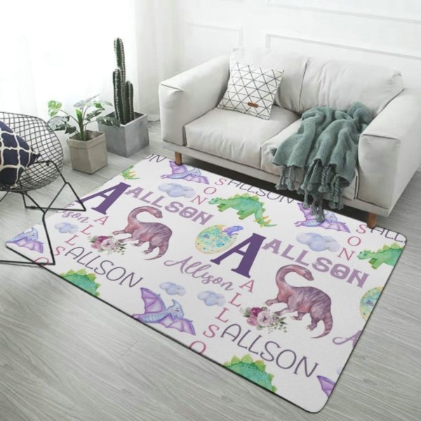 Personalized Name Dinosaur Decorative Mat - Gifts for Kids - Yulaki