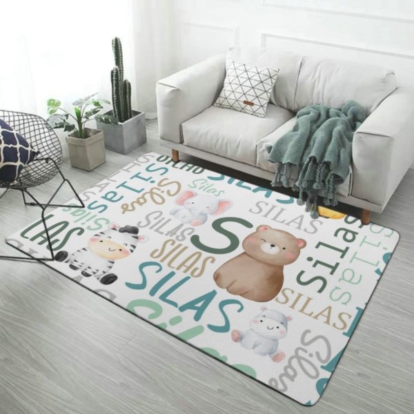 Personalized Woodland Cute Animals Decorative Mat - Yulaki