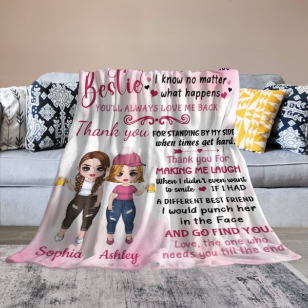 Pink Color To My Bestie Doll Girls Personalized Fleece Blanket - Yulaki