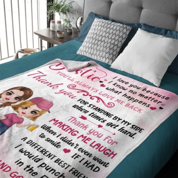 Pink Color To My Bestie Doll Girls Personalized Fleece Blanket - Yulaki