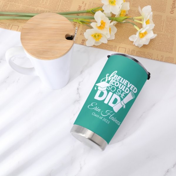 She Believed She Could Custom Graduation Tumblers Class of 2023 - Graduation Gift - Yulaki