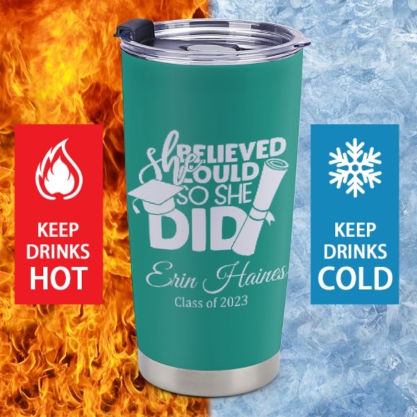 She Believed She Could Custom Graduation Tumblers Class of 2023 - Graduation Gift - Yulaki