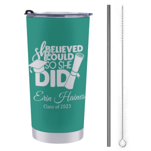 She Believed She Could Custom Graduation Tumblers Class of 2023 - Graduation Gift - Yulaki