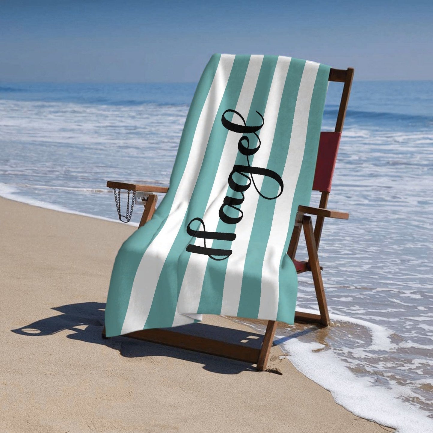 Striped Name Beach Towel - Yulaki