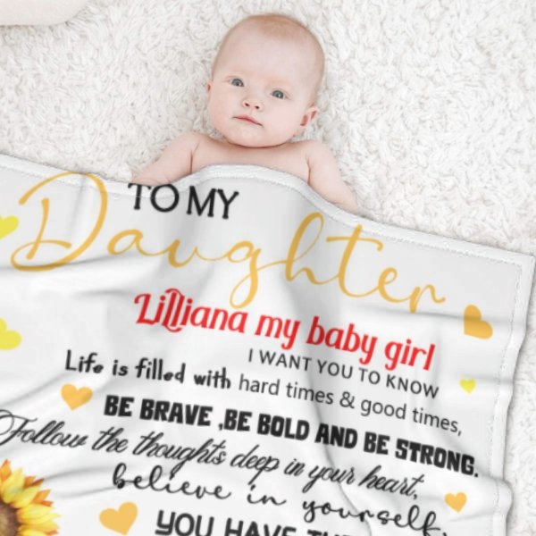 Sunflower Custom Name Blanket-Gift for Daughter - Yulaki