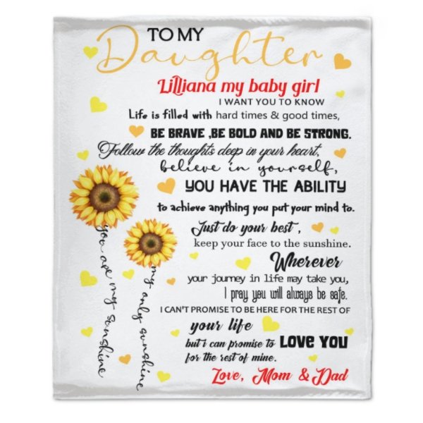 Sunflower Custom Name Blanket-Gift for Daughter - Yulaki