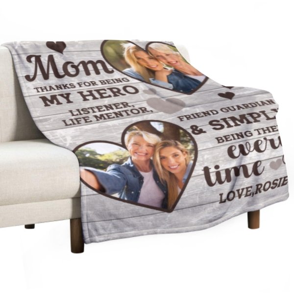 Thank You For Simply Being There Every Time - Upload Image, Gift For Mom, Personalized Blanket - Yulaki