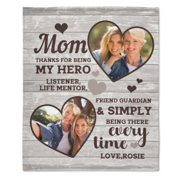 Thank You For Simply Being There Every Time - Upload Image, Gift For Mom, Personalized Blanket - Yulaki