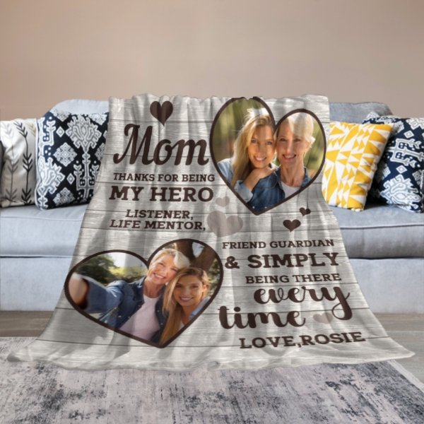 Thank You For Simply Being There Every Time - Upload Image, Gift For Mom, Personalized Blanket - Yulaki