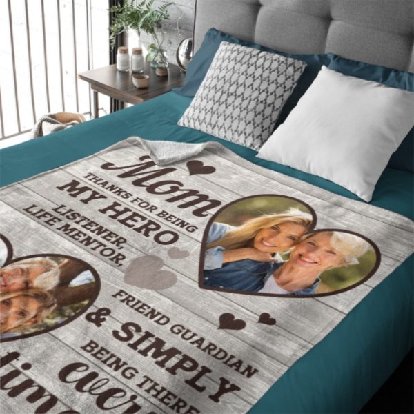 Thank You For Simply Being There Every Time - Upload Image, Gift For Mom, Personalized Blanket - Yulaki