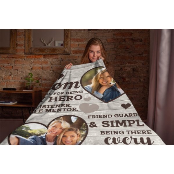 Thank You For Simply Being There Every Time - Upload Image, Gift For Mom, Personalized Blanket - Yulaki