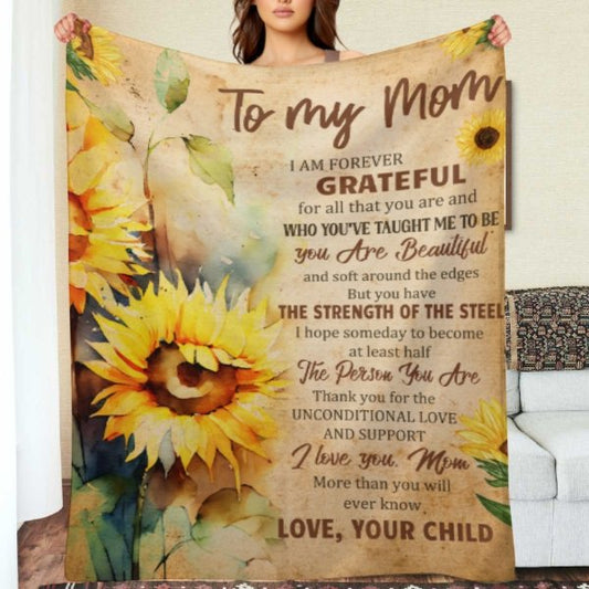 Thank You For The Unconditional Love And Support - Blanket - To My Mom, Gift For Mom, Mom Gift From Daughter And Son, Birthday Gift For Mom - Yulaki