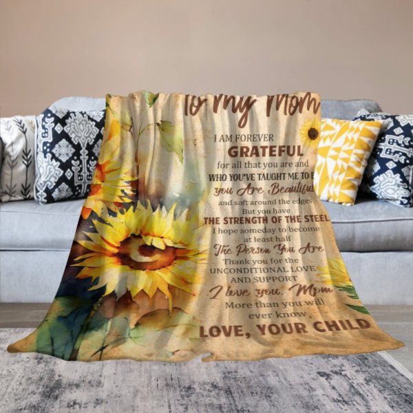 Thank You For The Unconditional Love And Support - Blanket - To My Mom, Gift For Mom, Mom Gift From Daughter And Son, Birthday Gift For Mom - Yulaki