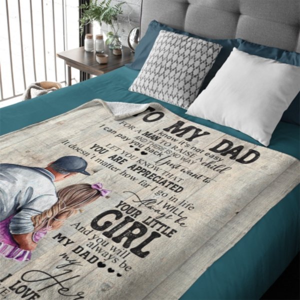 To My Dad Mom From Daughter Son Gift Wood Texture Personalized Fleece Blanket - Yulaki