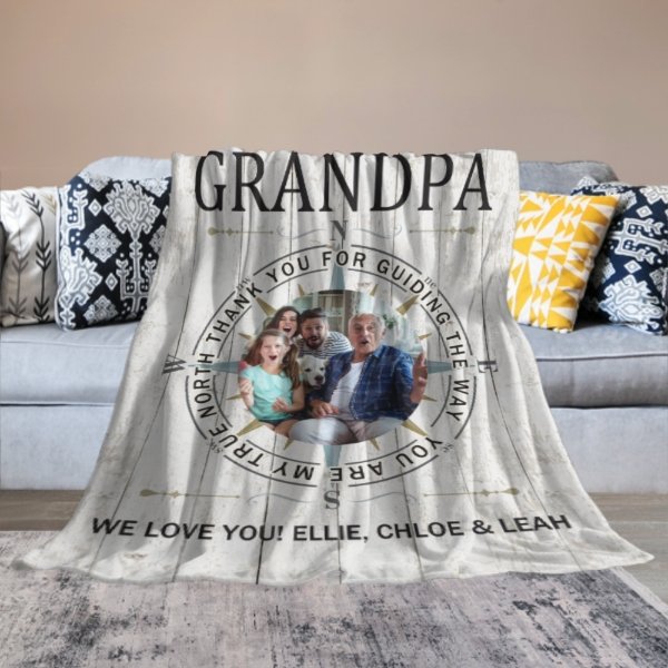 True North Custom Photo Blanket - Gift for Grandpa - Yulaki