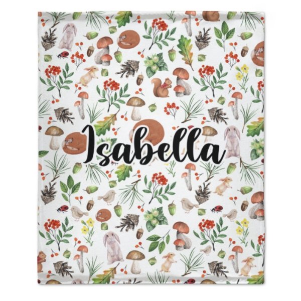 Vintage Forest Custom Name Blanket - Gifts for Baby - Yulaki