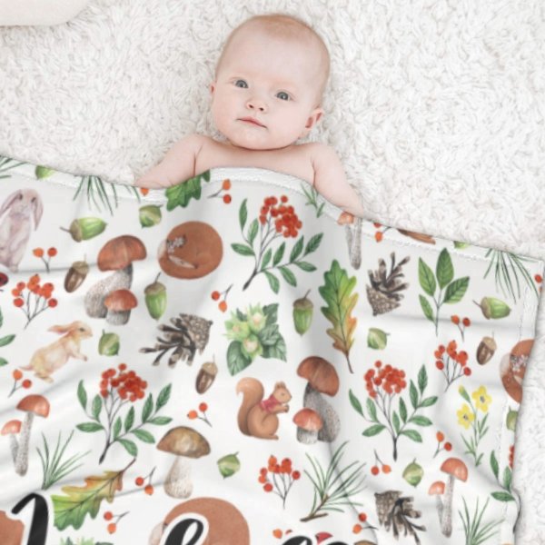 Vintage Forest Custom Name Blanket - Gifts for Baby - Yulaki