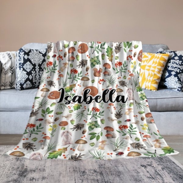 Vintage Forest Custom Name Blanket - Gifts for Baby - Yulaki