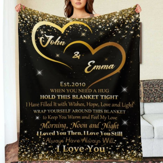 When You Need A Hug - Couple Personalized Custom Blanket - Valentine Gift For Husband Wife, Anniversary - Yulaki
