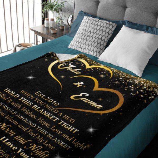 When You Need A Hug - Couple Personalized Custom Blanket - Valentine Gift For Husband Wife, Anniversary - Yulaki