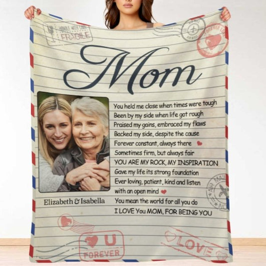 You're My Rock And My Inspiration - Upload Image, Gift For Mom, Personalized Blanket - Yulaki