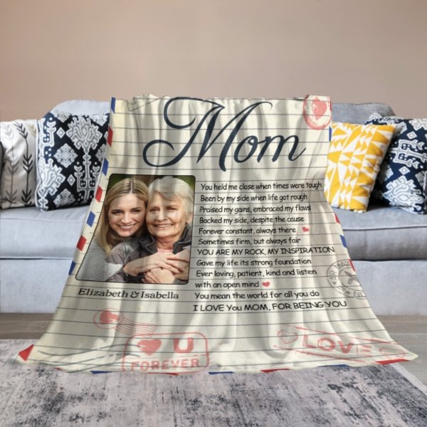 You're My Rock And My Inspiration - Upload Image, Gift For Mom, Personalized Blanket - Yulaki
