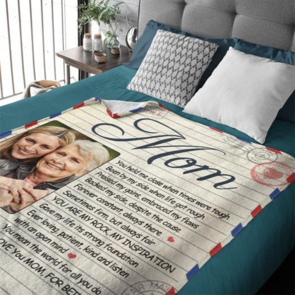 You're My Rock And My Inspiration - Upload Image, Gift For Mom, Personalized Blanket - Yulaki