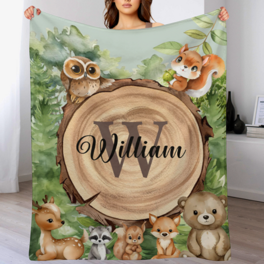 Forest Zoo-Name Customized Zoo Kids Blanket-Gift for Kids